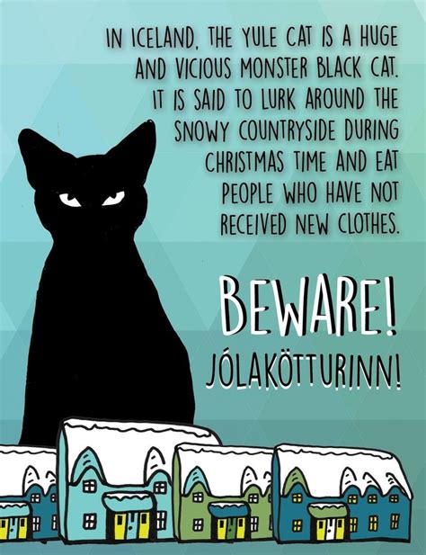 Icelandic Beware the Yule Cat Who Will Eat You at Christmas - Etsy | Yule cat, Christmas holiday ...