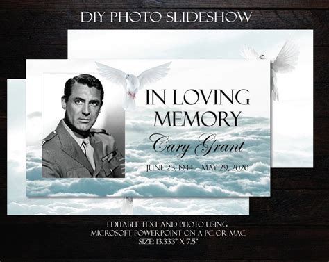 DIY Memorial Photo Slideshow Powerpoint Clouds Dove Male Funeral Photo ...