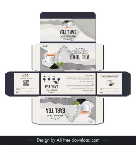 Packaging design for herbal tea box template flat elegant tea cup leaf ...