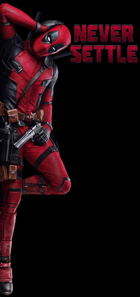 Download Deadpool Never Settle Black Background Wallpaper | Wallpapers.com