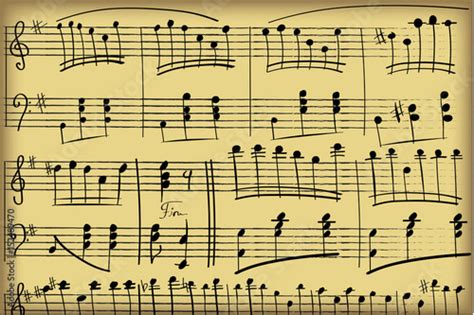 Vintage notes.Ancient musical notation by hand.Hand-written musical notation - vector.Music ...