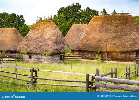 Typical Romanian Village with Old Peasant Houses Stock Photo - Image of ...