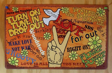 Peace Flower Power Woodstock Hippie Love Tin Metal Sign Music Vtg 60's style E45 | eBay