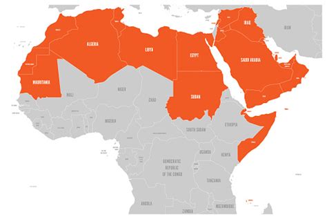 Arab World States Political Map With Higlighted 22 Arabicspeaking ...