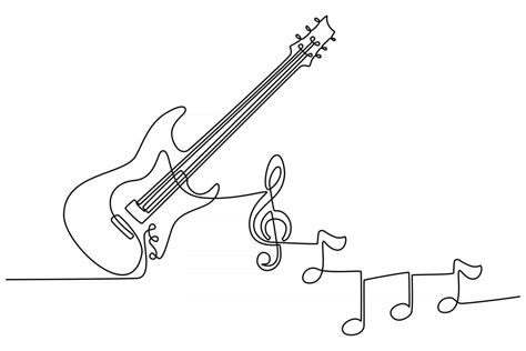 Download continuous line drawing of electric guitar musical instrument ...