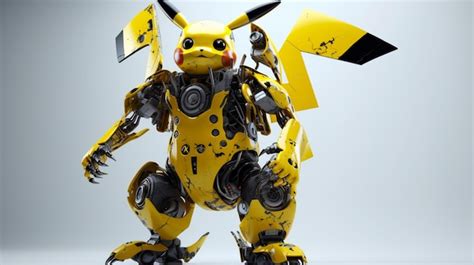 Un robot con un pikachu en la espalda. | Foto Premium