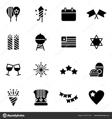 Independence Day Icons Pack Isolated Symbols Collection Stock Vector by ...