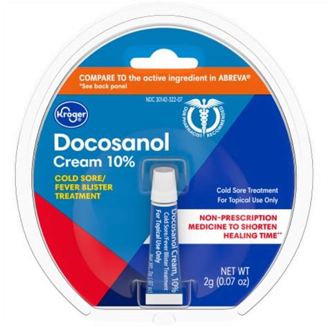 Kroger® Docosanol Cold Sore/Fever Blister Treatment Cream, 0.07 oz ...