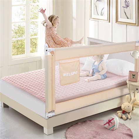 Toddler Bed Rail,70 inch Baby Safety Bed Rails for Queen King Twin Full Size Bed Beige Color ...