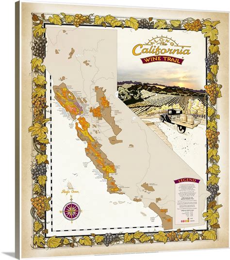 Along the California Wine Trail Map Wall Art, Canvas Prints, Framed Prints, Wall Peels | Great ...