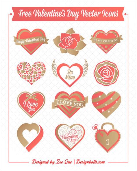 Free Valentine's Day Hearts & Rose Vector Icons