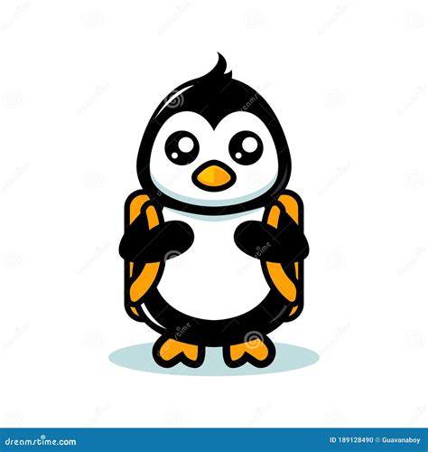 Cute Penguin Mascot School Theme Stock Vector - Illustration of clock ...