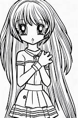 Cute Manga Anime Girls Coloring Page · Creative Fabrica sketch template
