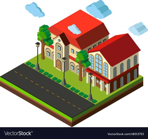 3d design for school buildings Royalty Free Vector Image