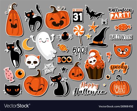 Set halloween stickers badges scrapbooking Vector Image