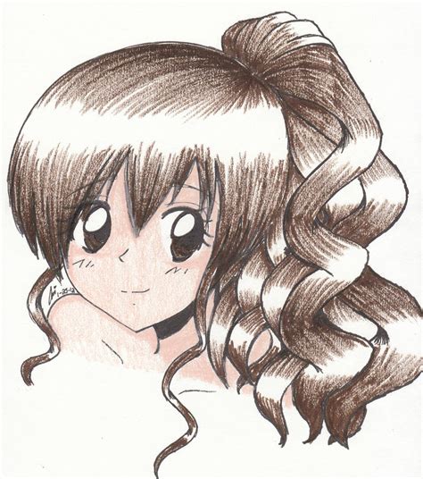 Anime Girl with Curly Hair Coloured by ariibabee on DeviantArt