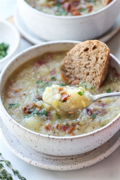 Creamy Potato Leek Soup with Bacon - The Real Food Dietitians