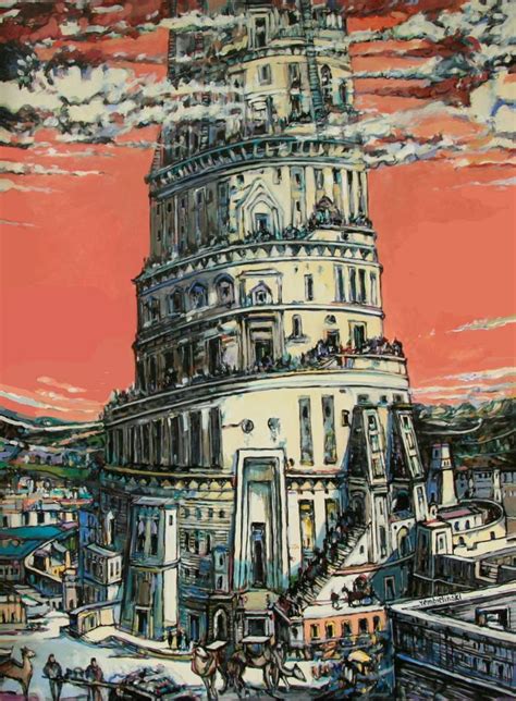 Tower of Babel Painting by Piotr Rembielinski | Saatchi Art