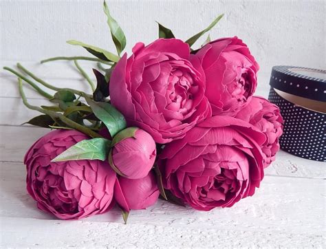 Dark Pink Bouquet, Peonies Arrangement, Wedding Floral Decor ...