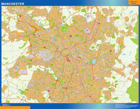 Manchester laminated wall map | Wall maps of countries of the World