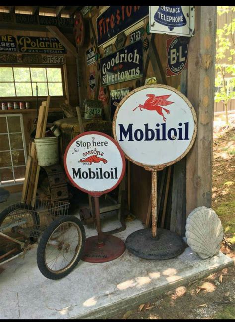 Early Original Mobil Porcelain Curb Signs | Old gas stations, Old gas pumps, Vintage gas pumps