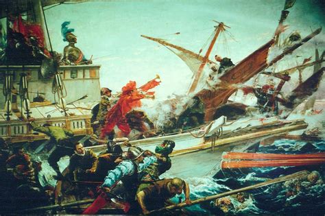 The Battle of Lepanto of 1571, vintage artwork by Juan Luna y Novicio ...