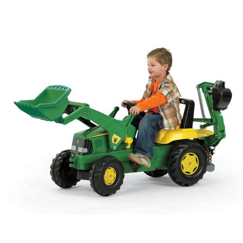 Rolly Toys John Deere Ride On Pedal Powered Tractor Loader with Working Backhoe - Walmart.com ...