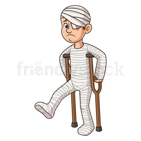 Injured Man In Body Cast Cartoon Clipart Vector Image - FriendlyStock