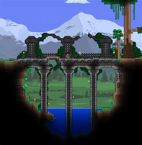 Any tips on making this bridge look a little more abandoned : Terraria