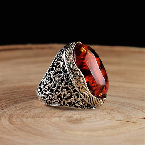 Classic Amber Men Ring | Boutique Ottoman Exclusive