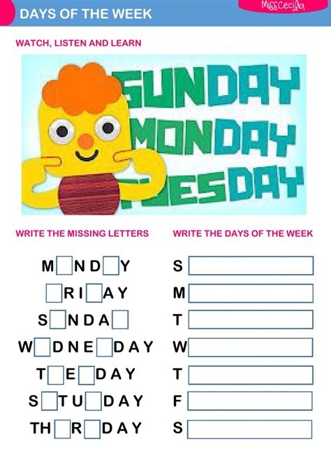 Days Of The Week Printables Pdf – Askworksheet