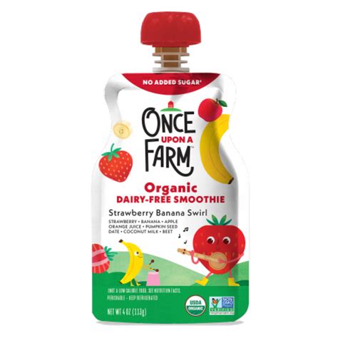 Once Upon a Farm Strawberry Banana Swirl Organic Dairy-Free Kids Smoothie Pouch, 4 oz - Harris ...