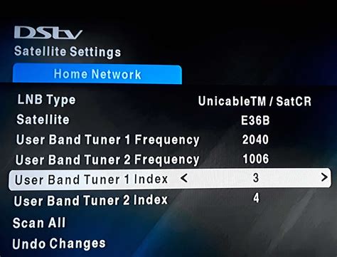 DStv User Band Frequencies Indexes for Xtraview on SLNBs and 24-1Z