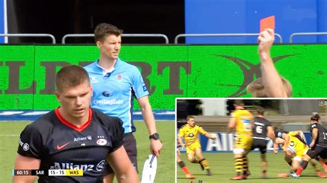 Owen Farrell sent off after horror tackle in today's Gallagher Premiership clash with Wasps ...