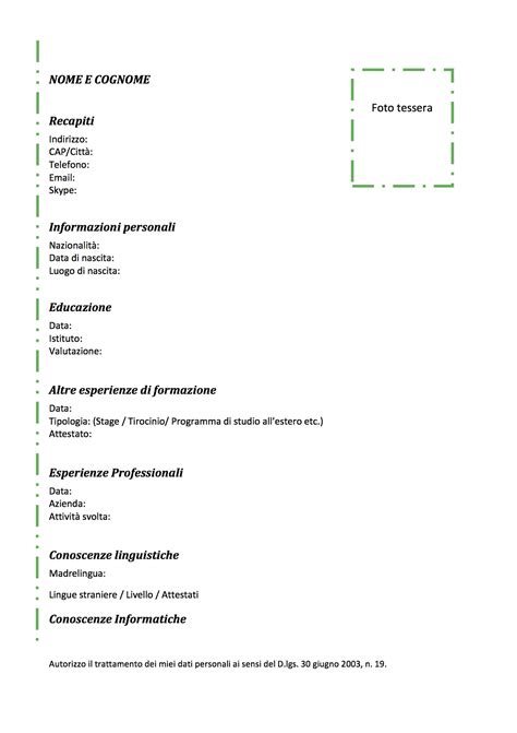 Curriculum Vitae - Modello 03