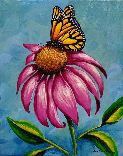 Paint a Monarch Butterfly on a ConeFlower! | Butterfly art painting, Butterfly painting, Flower ...