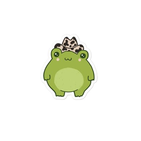 Bubble-free Stickers Cute Frog With Cowboy Hat Kawaii Cottagecore ...