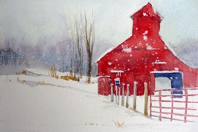 laura's watercolors: snowy barns