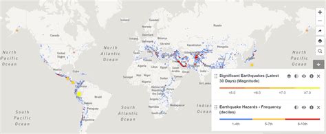 Map : Earthquake frequency around the world and last 30 days of recent ...