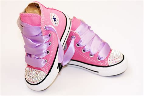 Toddler Hi-Top Pink Converse Chuck Taylor's With Swarovski Rhinestones | Urban Baby Co. | Urban ...