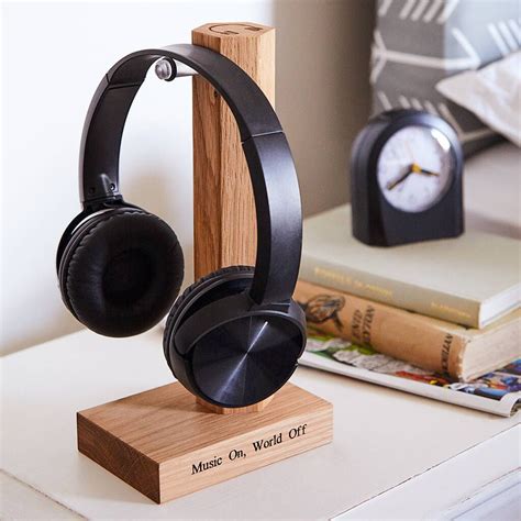 Personalised Solid Oak Headphone Stand Personalized Iphone ...