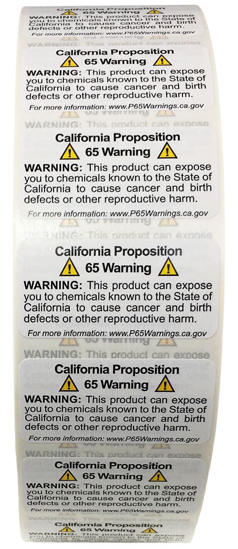 California Proposition 65 Warning Labels | 1 x 2" Inch | 5,000 Bulk ...