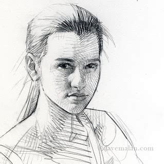 a pencil drawing of a woman's face in profile with her hair pulled back