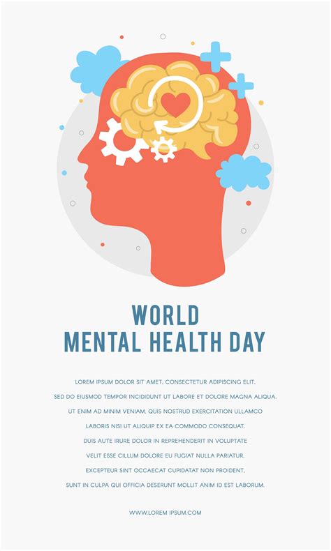 World Mental Health Day Poster Template. Silhouette of a man's head ...