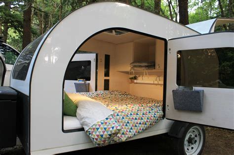 The Droplet is a light-filled teardrop trailer inspired by Scandinavian design | Tiny camper ...
