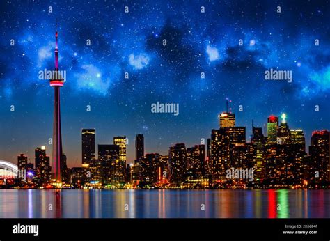 Toronto skyline at night in Canada Stock Photo - Alamy