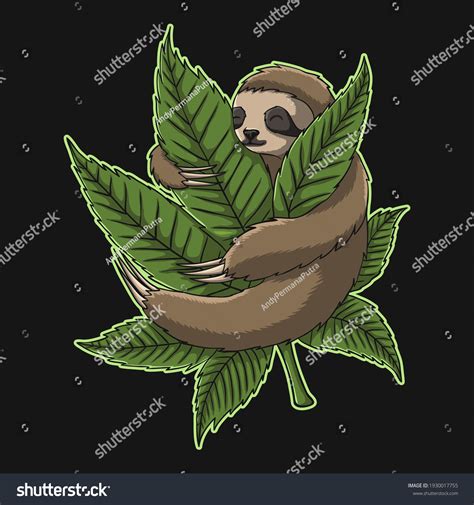 Sloth Hug Weed Vector Illustration Your Stock Vector (Royalty Free) 1930017755 | Shutterstock