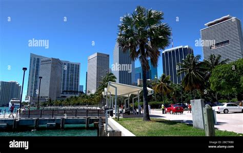 Miami Downtown Bayside area with skyline - MIAMI, USA APRIL 10, 2016 Stock Photo - Alamy