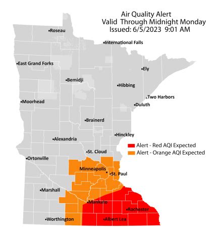 Air quality alert due to wildfire smoke continues for Monday, June 5, for east central and ...