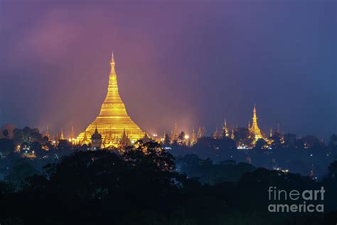 Shwedagon pagoda at night Photograph by Delphimages Photo Creations